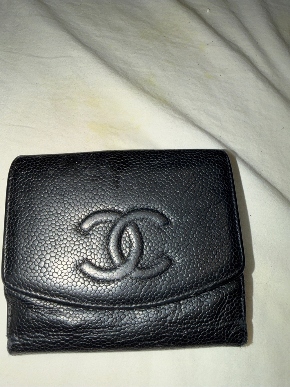 CHANEL Black Quilted CC Fold-Over Wallet/Card Holder